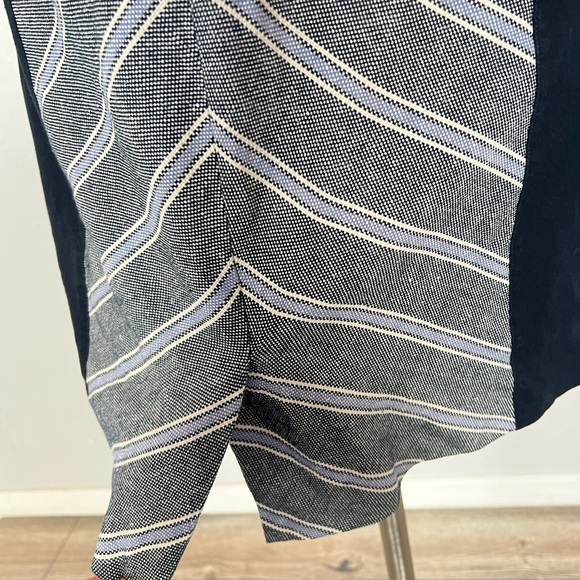 J Crew Womens Linen Striped Patchwork Back Zipped Short Sleeve Dress Blue SZ 6P - Picture 8 of 16